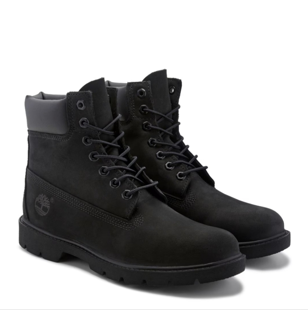 Timberland 6" padded collar waterproof black suede leather boots sz 7.5